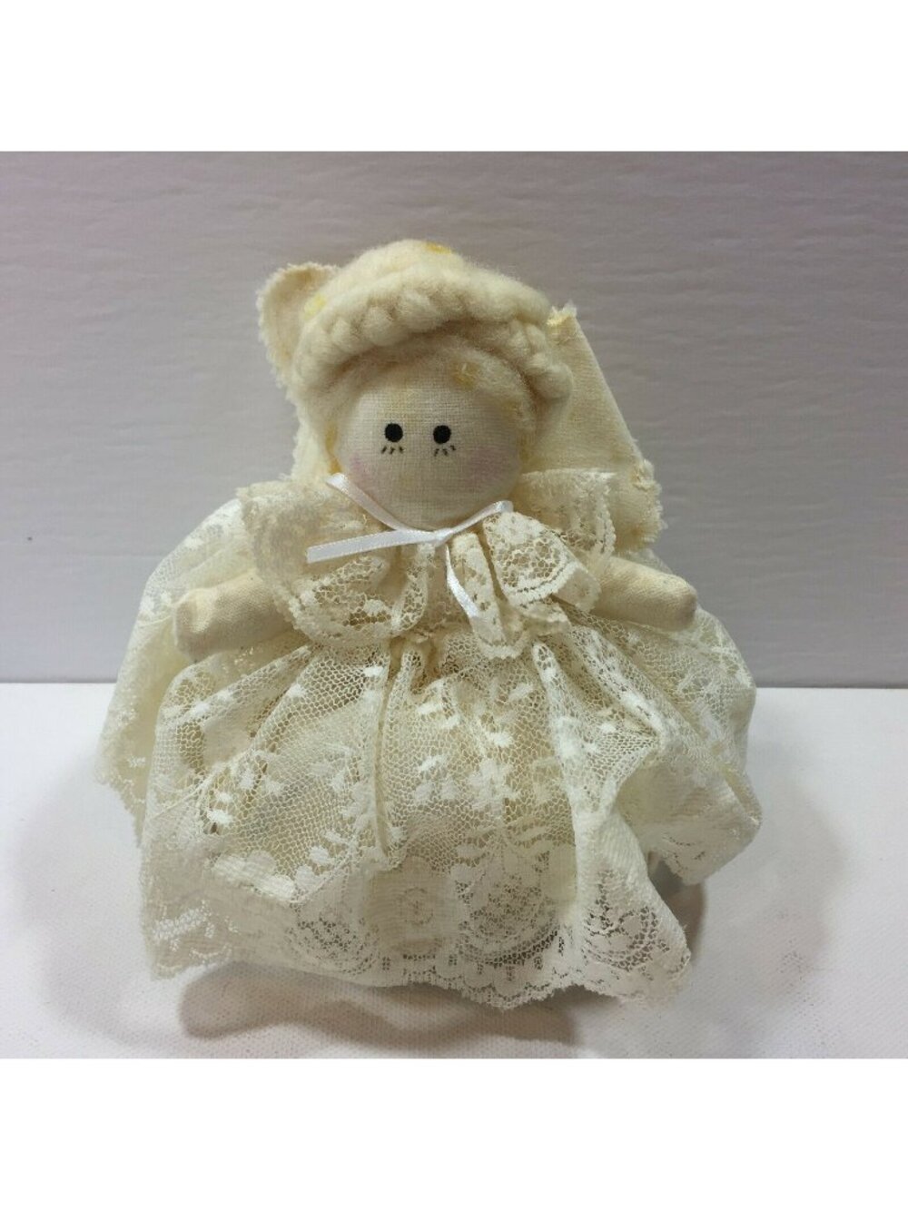 Vintage Handmade Stuffed Lace Angel Christmas Ornament Holiday Decoration